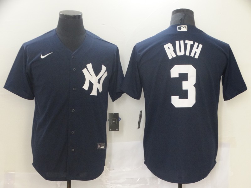 Men New York Yankees 3 Ruth Blue Game 2021 Nike MLB Jerseys